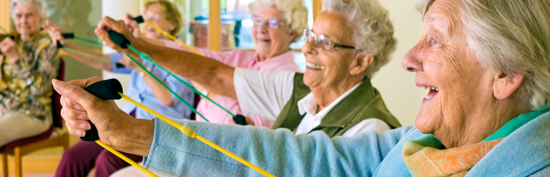 Old ladies exercising and having fun