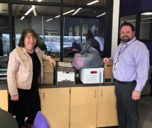 Ruth Boubin from South Country drops off donations to New Ulm High School